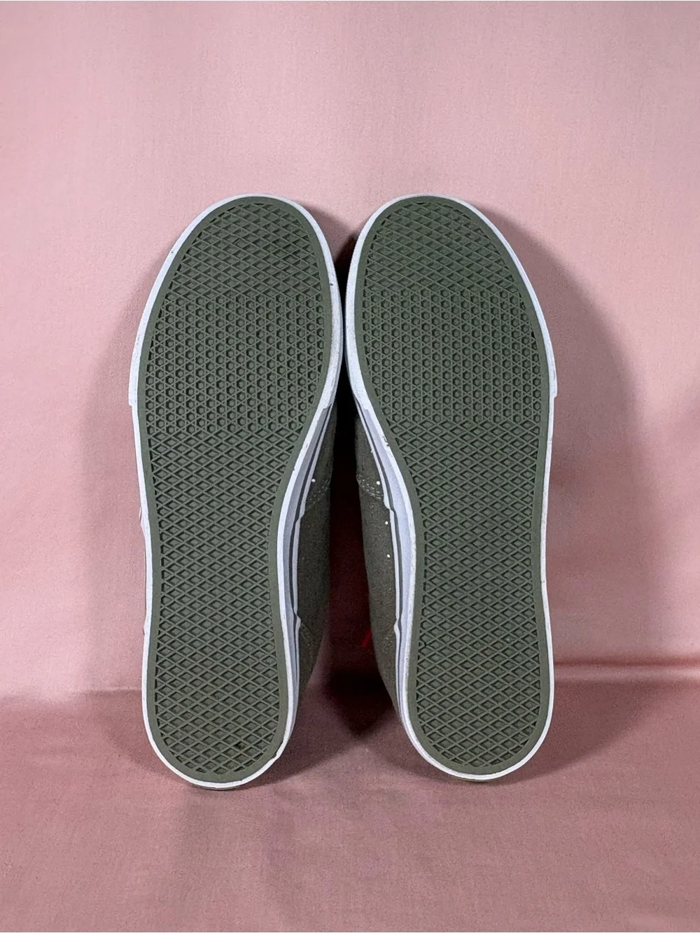 Vans Women's Khaki-Tan-Greenish Canvas Color With Silver Chips Sneakers Size 9.5